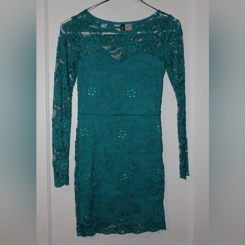 H&M Divided Women's Dress Lacey Teal Size 4